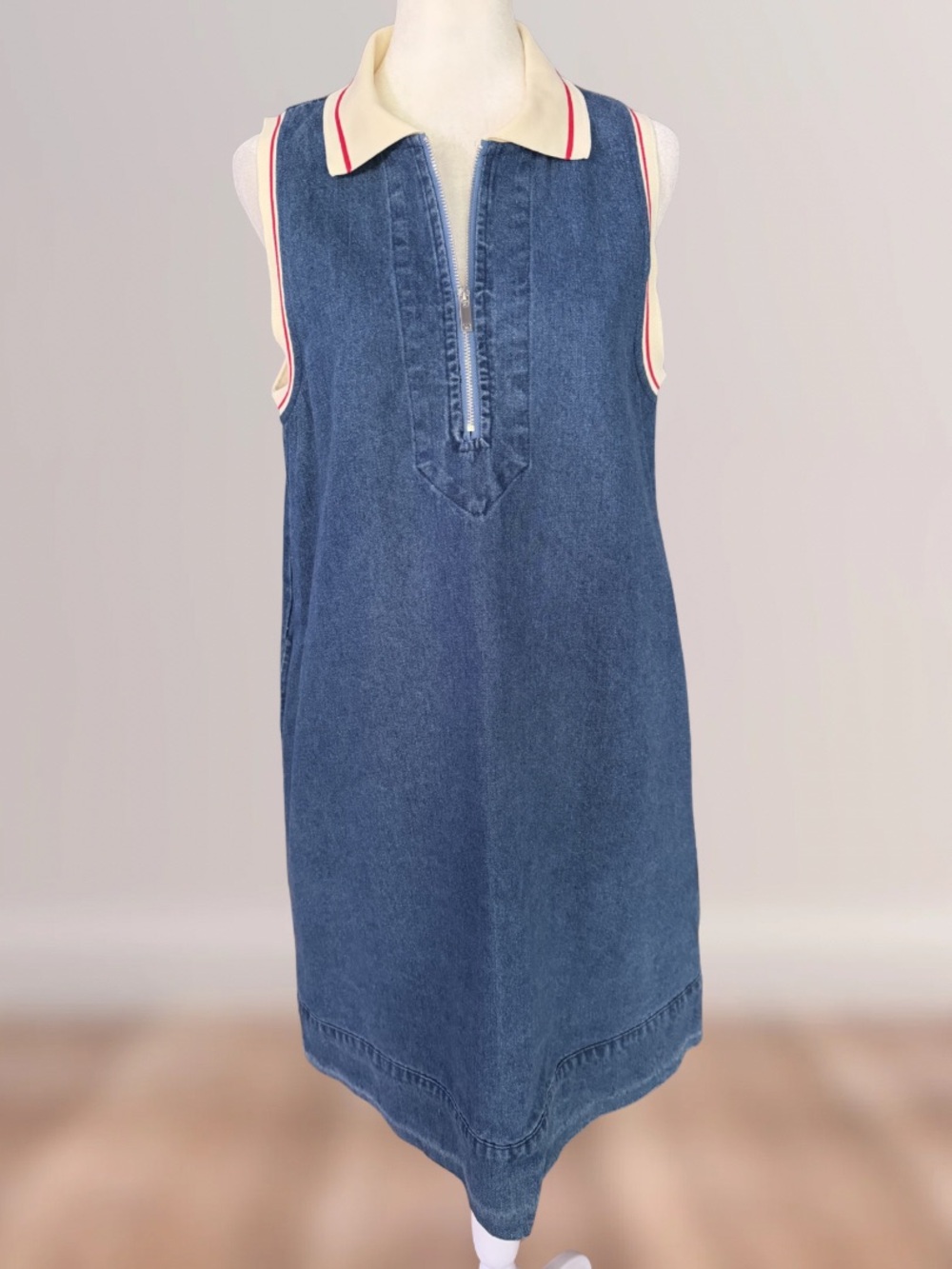 Entro Collared Denim Shift Dress | Like New - Picture 4 of 7